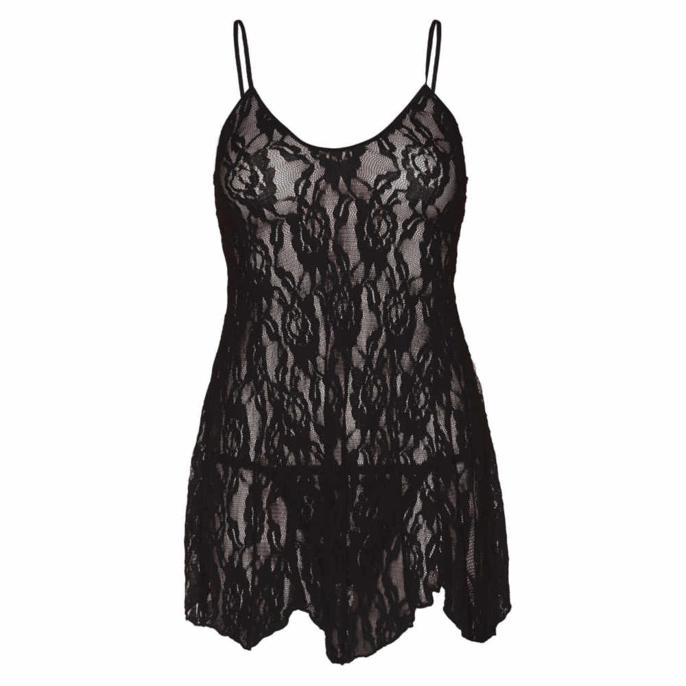Leg Avenue - Rose Lace Flair Chemise - Schwarz